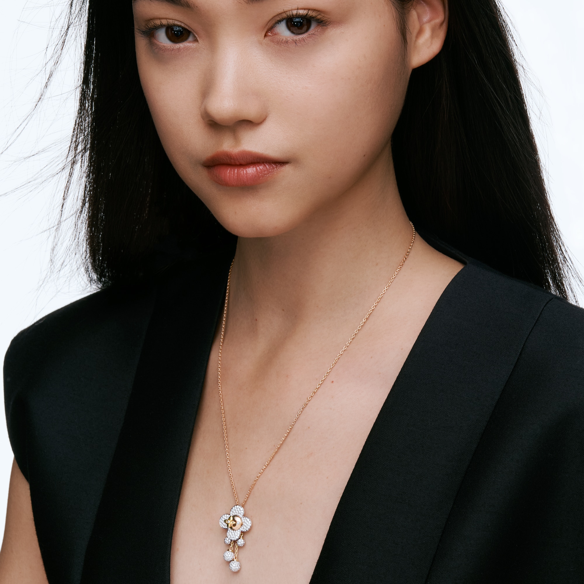 Vivienne Pendant, 3 Golds and Diamonds - Jewelry